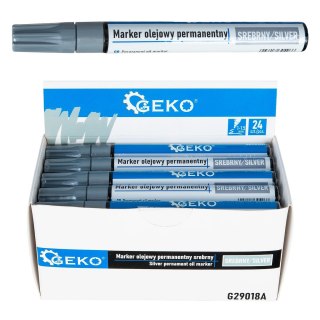 Marker olejowy permanentny srebrny - kartonik wystawowy (24/480) Geko