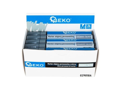 Marker olejowy permanentny srebrny - kartonik wystawowy (24/480) Geko
