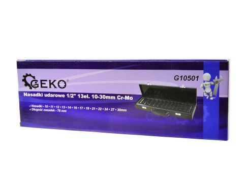 Nasadki udarowe 1/2" 13el. 10-30mm Cr-Mo Geko