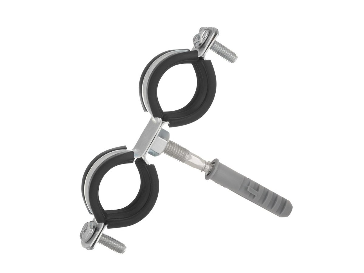 Obejma metalowa z gumą do rur podwójna 1" 32-36mm Geko