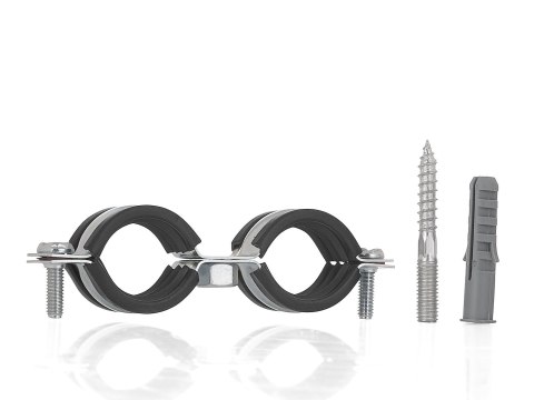 Obejma metalowa z gumą do rur podwójna 1" 32-36mm Geko
