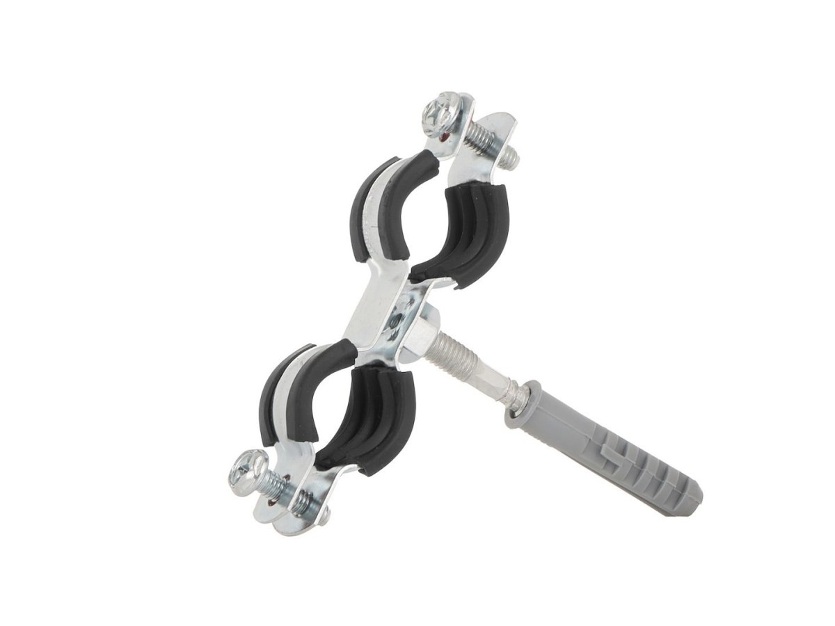 Obejma metalowa z gumą do rur podwójna 1/2" 20-25mm Geko