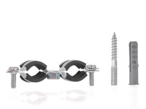 Obejma metalowa z gumą do rur podwójna 1/2" 20-25mm Geko
