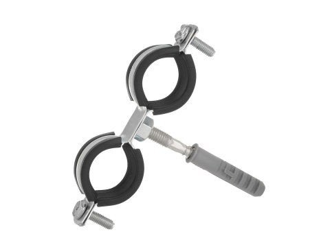 Obejma metalowa z gumą do rur podwójna 3/4" 26-30mm Geko
