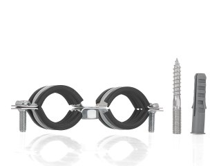 Obejma metalowa z gumą do rur podwójna 3/4" 26-30mm (200) Geko