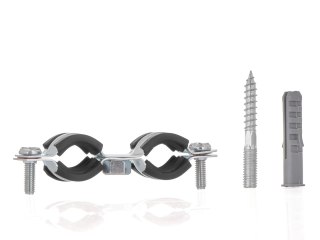 Obejma metalowa z gumą do rur podwójna 3/8" 15-19mm (200) Geko