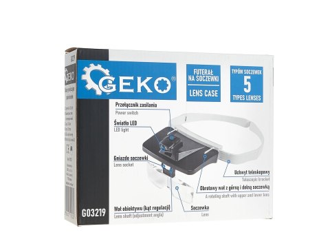 Okulary powiększające z podświetleniem LED Geko