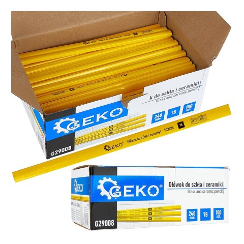 Ołówek do szkła i ceramiki 240mm 7B 100el. - kartonik wystawowy (10) Geko