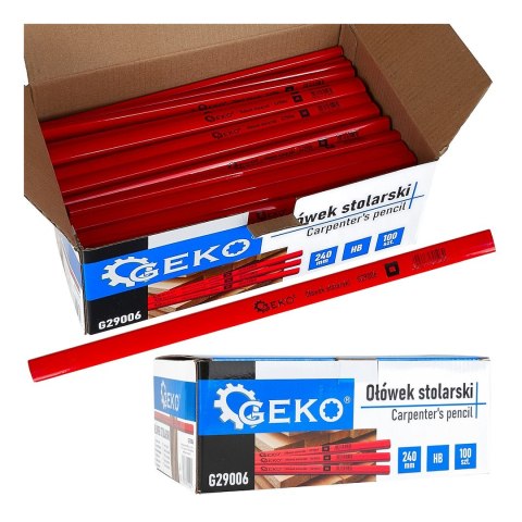 Ołówek stolarski 240mm HB 100el. - kartonik wystawowy (10) Geko