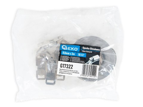 Opaska ślimakowa 8.0mm x 3m 10 zacisków (100) Geko