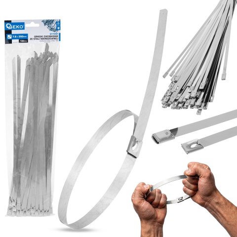 Opaski zaciskowe ze stali nierdzewnej 7.9x350mm 100szt. (25) Geko