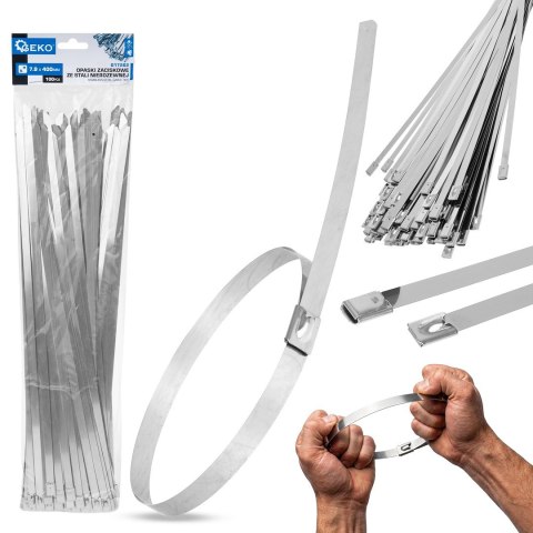 Opaski zaciskowe ze stali nierdzewnej 7.9x400mm 100szt. (25) Geko