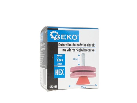 Ostrzałka do noży kosiarek na wiertarkę/wkrętarkę 2x53mm HEX (100) Geko