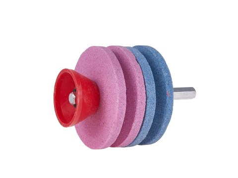 Ostrzałka podwójna do noży kosiarek na wiertarkę/wkrętarkę 2x53mm HEX (100) Geko