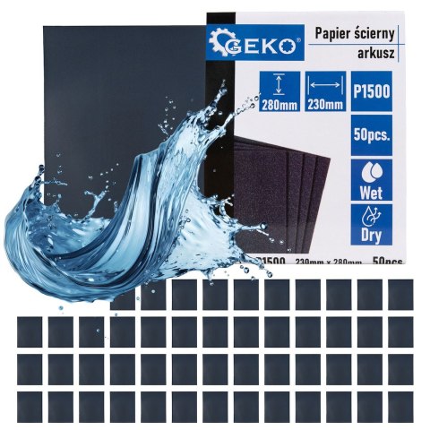 Papier ścierny wodny - arkusz 230x280mm P1500 (50/1000) Geko