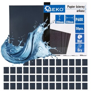 Papier ścierny wodny - arkusz 230x280mm P600 (50/1000) Geko