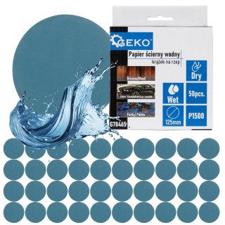 Papier ścierny wodny - krążek na rzep 125mm P1500 (50/1000) Geko