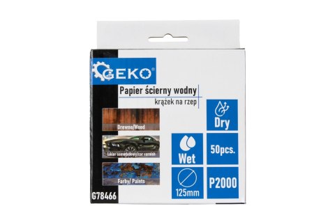 Papier ścierny wodny - krążek na rzep 125mm P2000 (50/1000) Geko