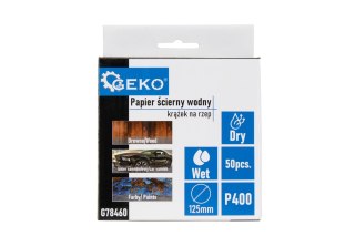 Papier ścierny wodny - krążek na rzep 125mm P400 (50/1000) Geko