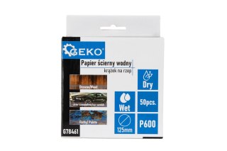 Papier ścierny wodny - krążek na rzep 125mm P600 (50/1000) Geko