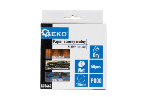 Papier ścierny wodny - krążek na rzep 125mm P800 (50/1000) Geko