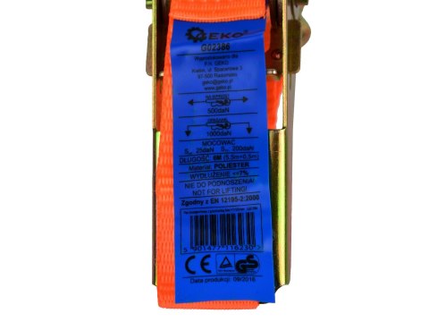 Pas transportowy z grzechotką 6m/1T/25mm (50) Geko