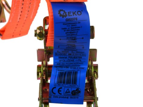 Pas transportowy z grzechotką 6m/2T/35mm (20) Geko