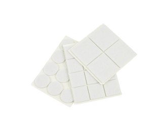 Podkładki filcowe pod meble zestaw (białe) - okrągłe 25mm i prostokątne 25x25mm 40x40mm 28szt.(25/250) Geko