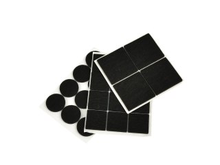 Podkładki filcowe pod meble zestaw (czarne) - okrągłe 25mm i prostokątne 25x25mm 40x40mm 28szt.(25/250) Geko