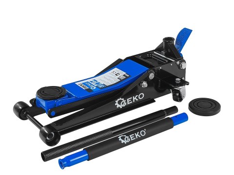 Podnośnik hydrauliczny niskoprofilowy 2-tłokowy z pedałem nożnym 3T 75-505mm Geko