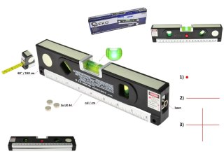 Poziomica laserowa podświetlana z miarą 1,5m (50) Geko