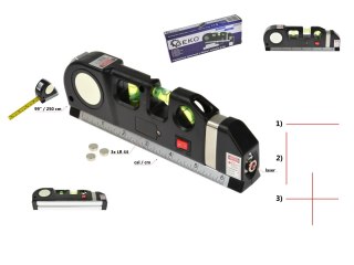 Poziomica laserowa z miarą i metrem 2,5m (50) Geko