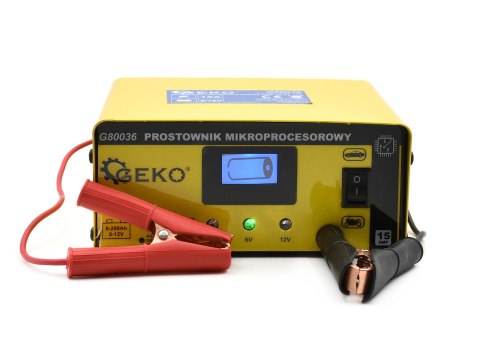 Prostownik mikroprocesorowy LCD 6/12V 15A (1/20) Geko