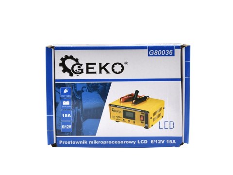 Prostownik mikroprocesorowy LCD 6/12V 15A (1/20) Geko