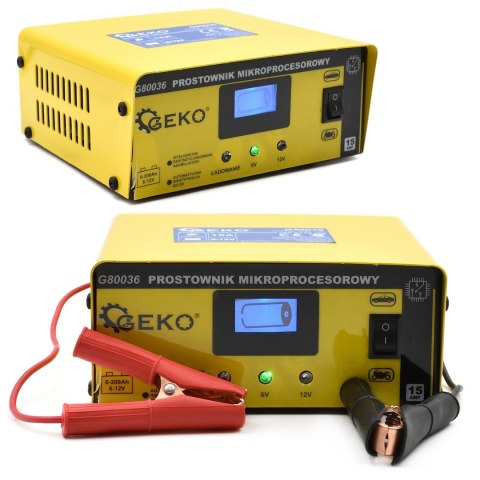 Prostownik mikroprocesorowy LCD 6/12V 15A (1/20) Geko
