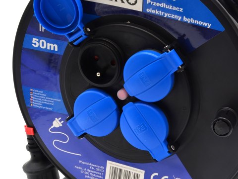 Przedłużacz elektryczny bębnowy 3x1.5mm2 50m IP44 (1) Geko