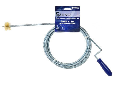 Przetykacz - sprężyna do rur 6mm x 3m (końc.szczotka)(20/40) Geko