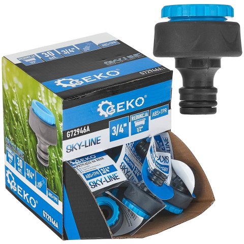 Przyłącze na kran 3/4" z redukcją 1/2" SKY-LINE - kartonik wystawowy (30/240) Geko