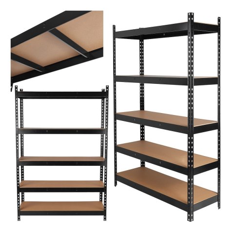 Regał magazynowy czarny 180x40x120cm 280kg wzmocniony (1) Geko