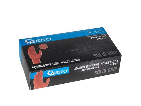 Rękawice nitrylowe SOLID GRIP 50szt. r. XL pomarańczowe (10) Geko