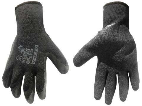 Rękawice ochronne GEKON r.10/latex,czarne grube/(12/240) Geko