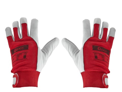 Rękawice robocze monterskie skórzane czerwone Kozia skóra - rzep r.8 (12/48) Geko