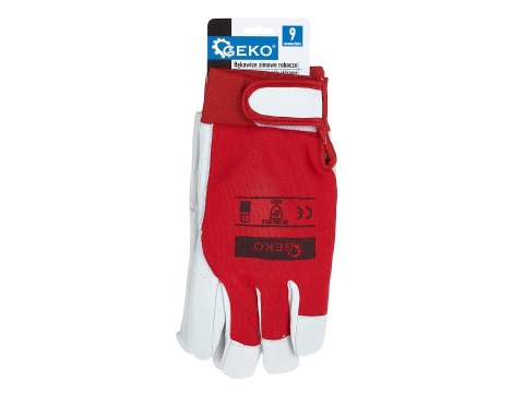 Rękawice zimowe robocze monterskie skórzane Kozia skóra - rzep r.9 (12/48) Geko