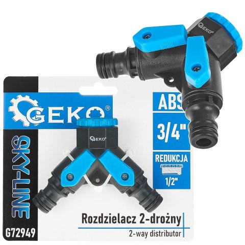 Rozdzielacz 2-drożny 3/4" z redukcją 1/2" i dwoma zaworami SKY-LINE (120) Geko