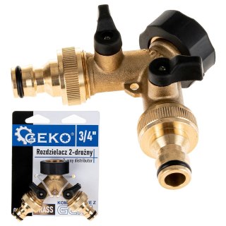 Rozdzielacz 2-drożny na kran GW3/4" x 2 GZ3/4" z zaworami i szybkozłączami (10/60) Geko