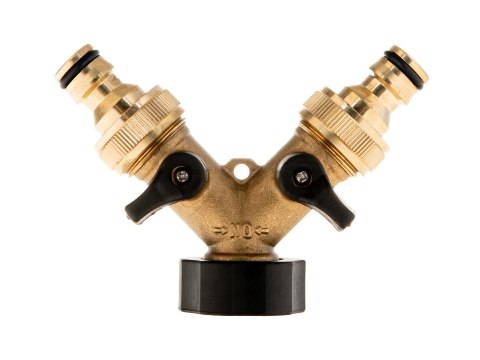 Rozdzielacz 2-drożny na kran GW3/4" x 2 GZ3/4" z zaworami i szybkozłączami (10/60) Geko
