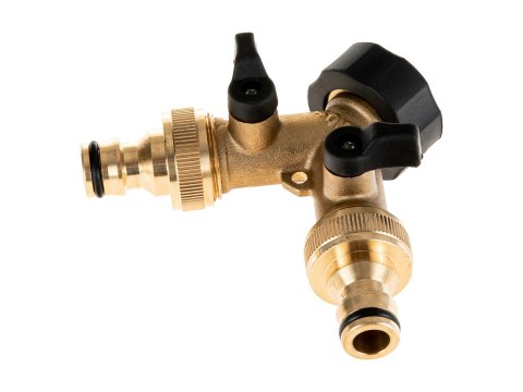 Rozdzielacz 2-drożny na kran GW3/4" x 2 GZ3/4" z zaworami i szybkozłączami (10/60) Geko
