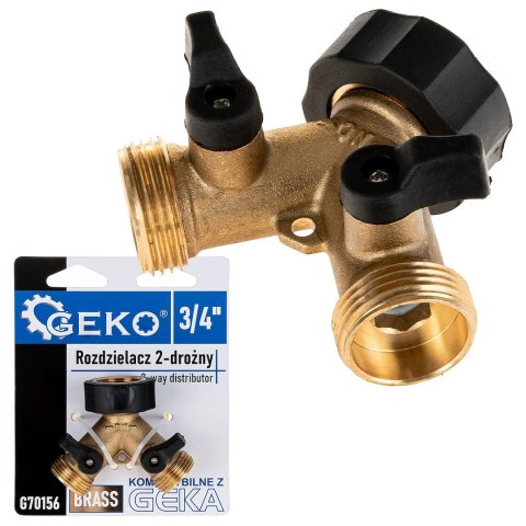 Rozdzielacz 2-drożny na kran GW3/4" x 2 GZ3/4" z zaworami kulowymi (10/60) Geko