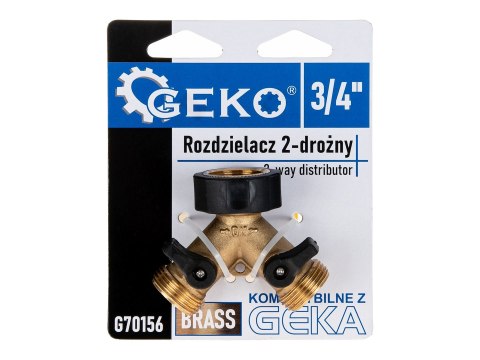 Rozdzielacz 2-drożny na kran GW3/4" x 2 GZ3/4" z zaworami kulowymi (10/60) Geko