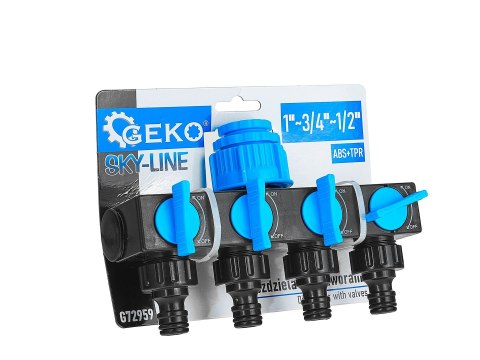Rozdzielacz z zaworami 4-drożny 3/4" z redukcją 1/2" SKY-LINE (12) Geko